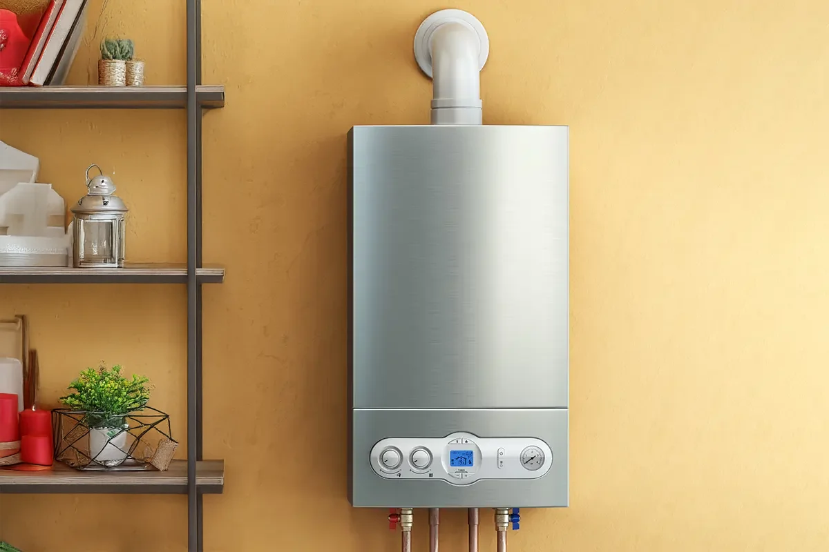 Gas-Wasserheizer an einer Wand montiert